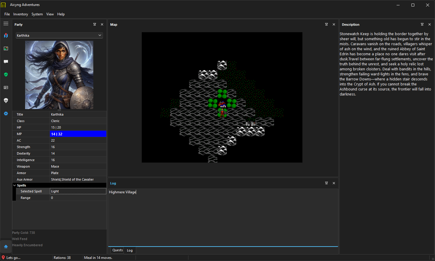 Aicyng party in a purple-blue fantasy landscape
