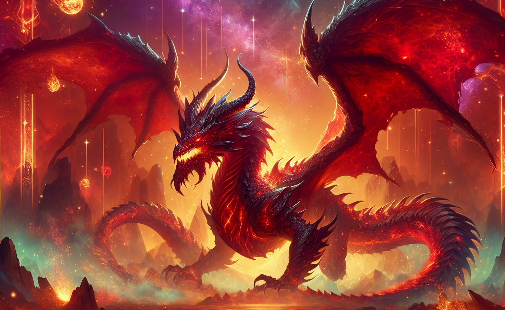 Red dragon legendary fire-breathing boss monster for dungeon campaigns